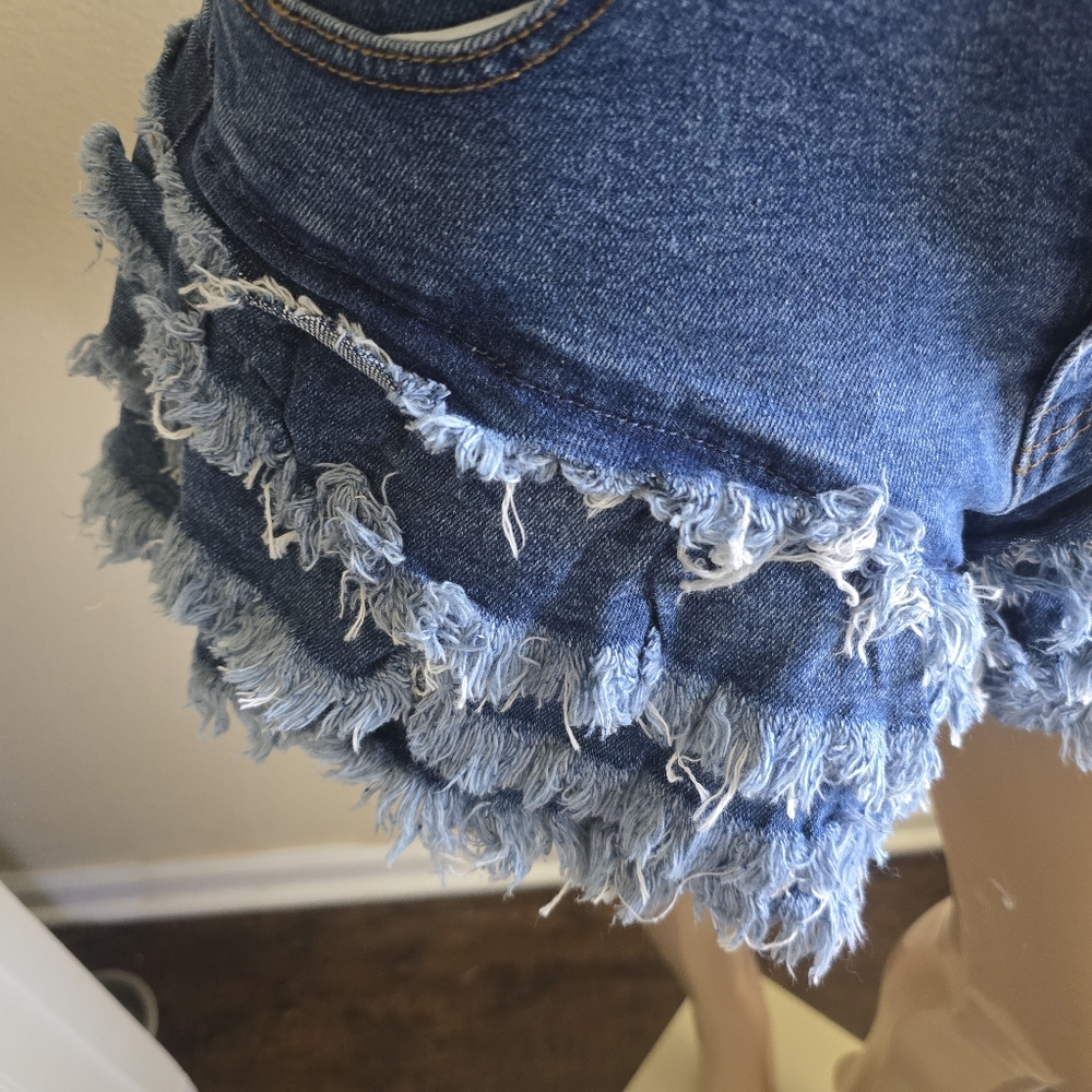 Denim Ruffle Shorts - Picture 3 of 9